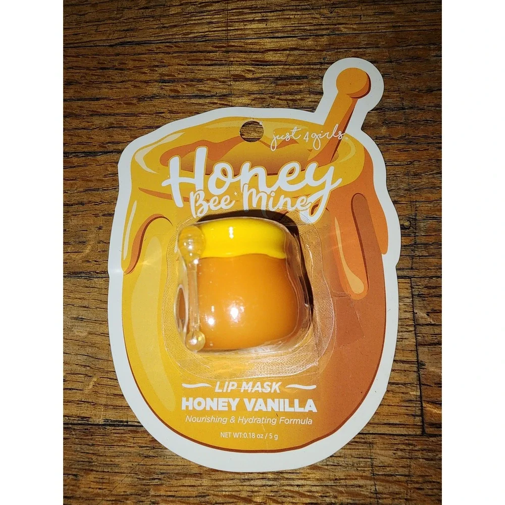 Just 4 Girls Honey Bee Mine Lip Mask bundle Set Sweet Nectar Vanilla Almond 3pk